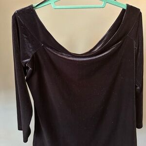 Ann Taylor Factory Black Velvet Off Shoulder Top